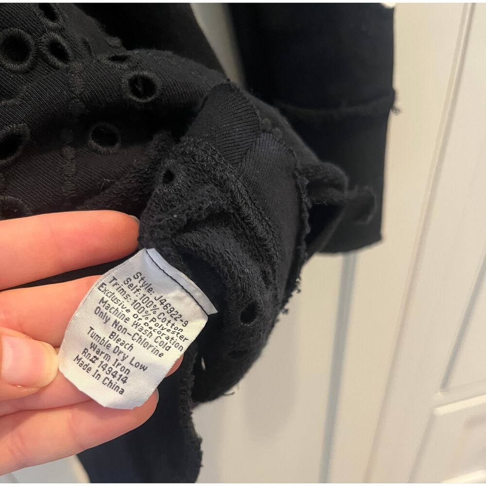 Johnny Was Junia Embroidered Hoodie Coat Black French Terry Eyelet Lace XXS NWOT - Picture 6 of 9